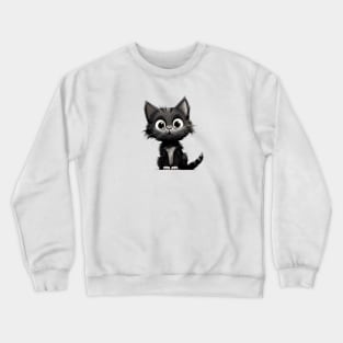 Black little cute sneaky kitty Crewneck Sweatshirt